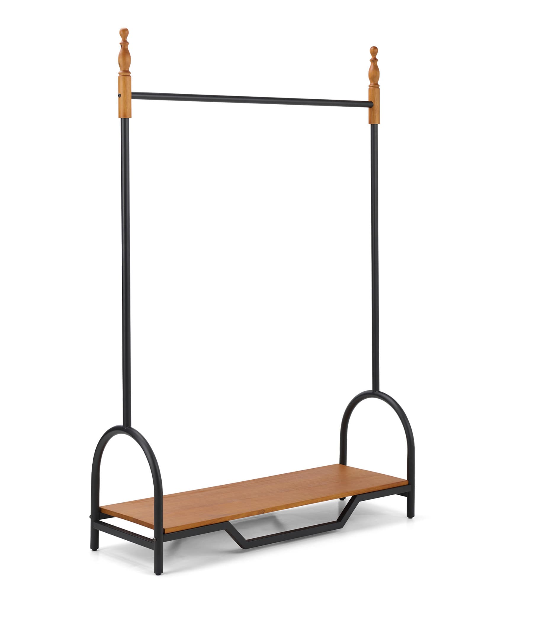 Vintage clothes rack for boutique with black powdered coated accents 