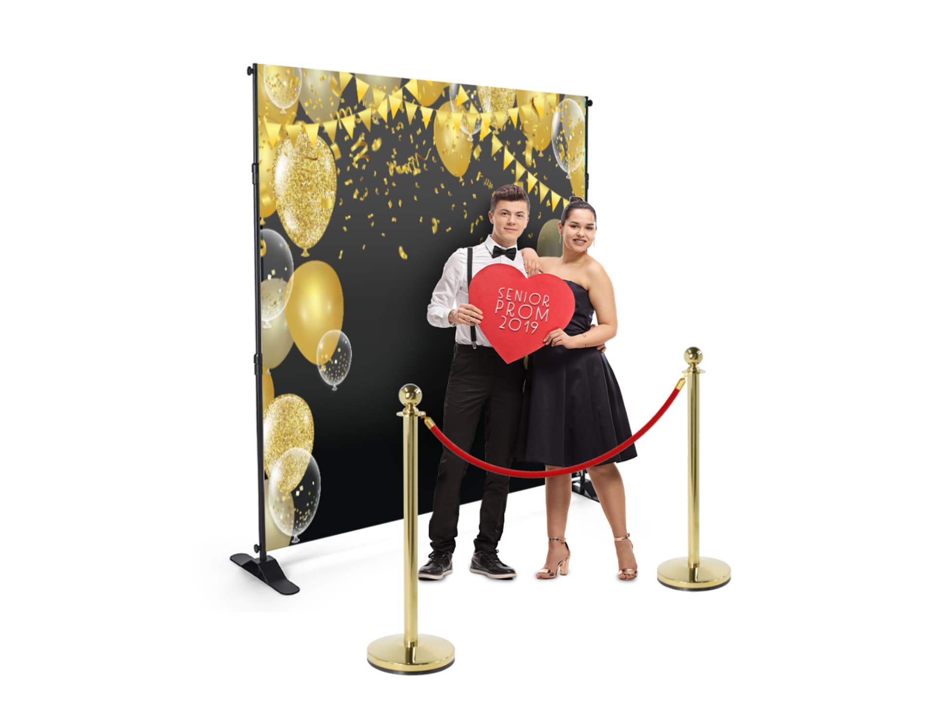2 Piece red rope stanchion event backdrop