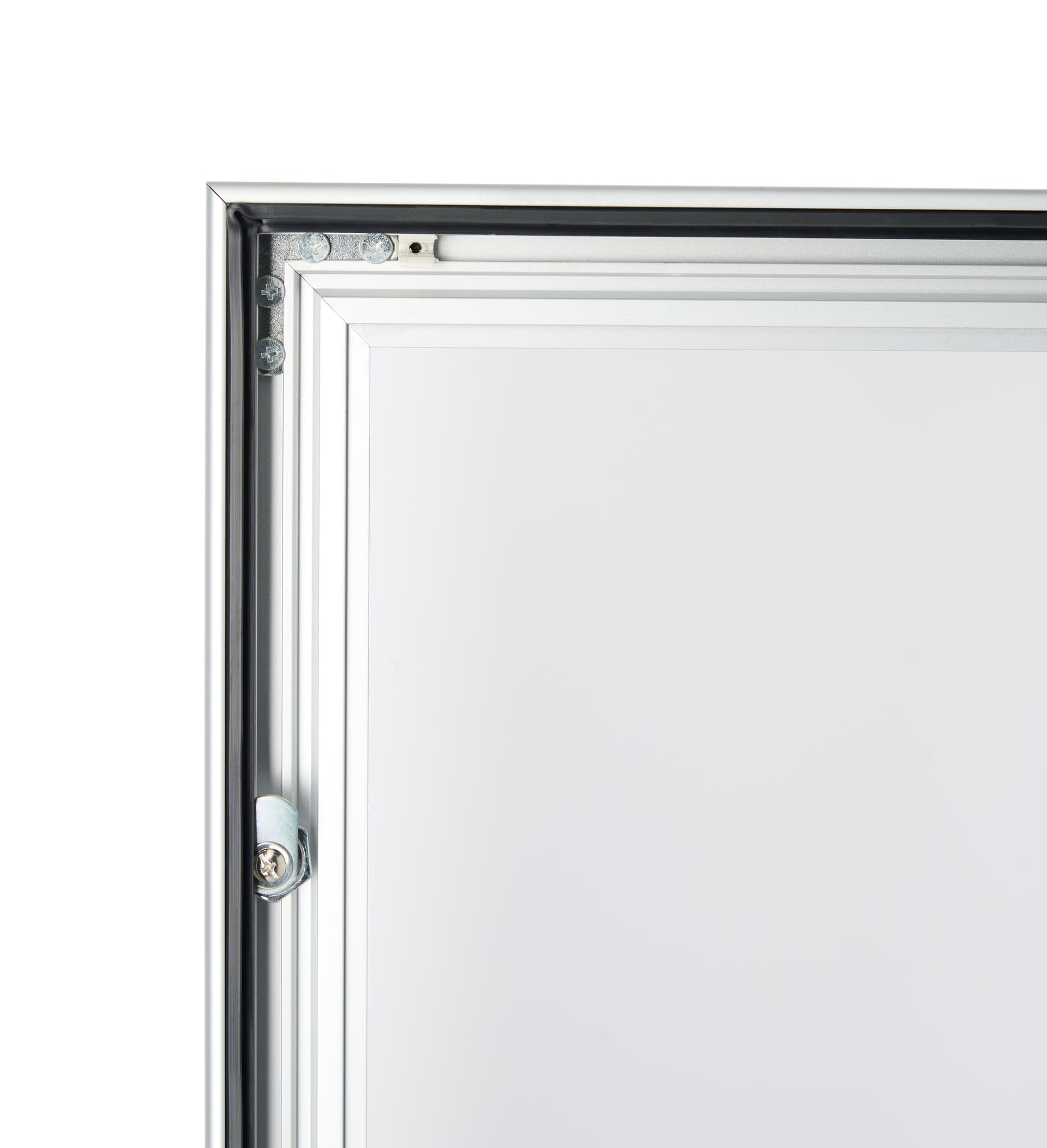 Locking poster board with rubber gasket