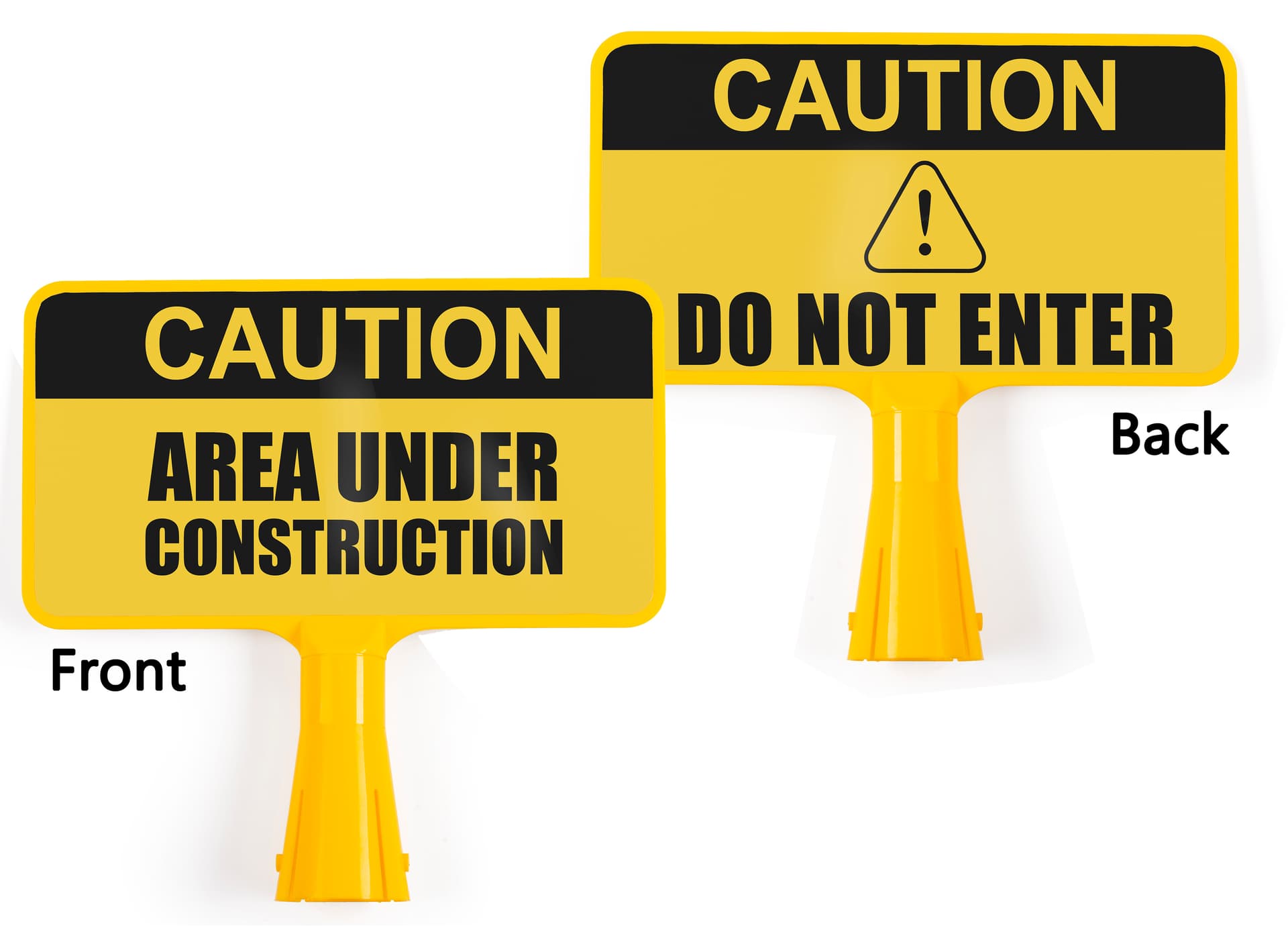 Custom traffic cone sign topper with front and back signage 