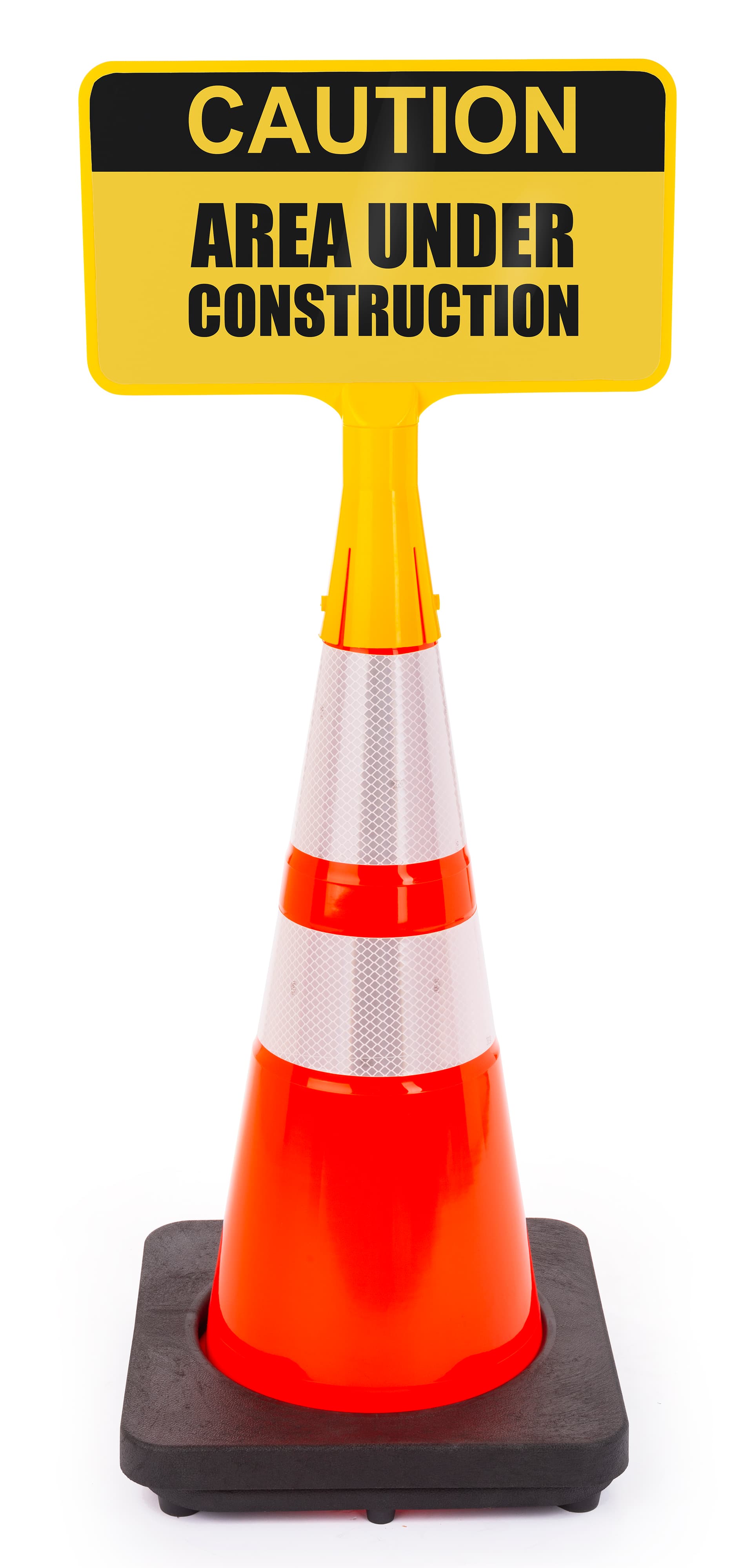 Custom traffic cone sign topper with landscape orientation