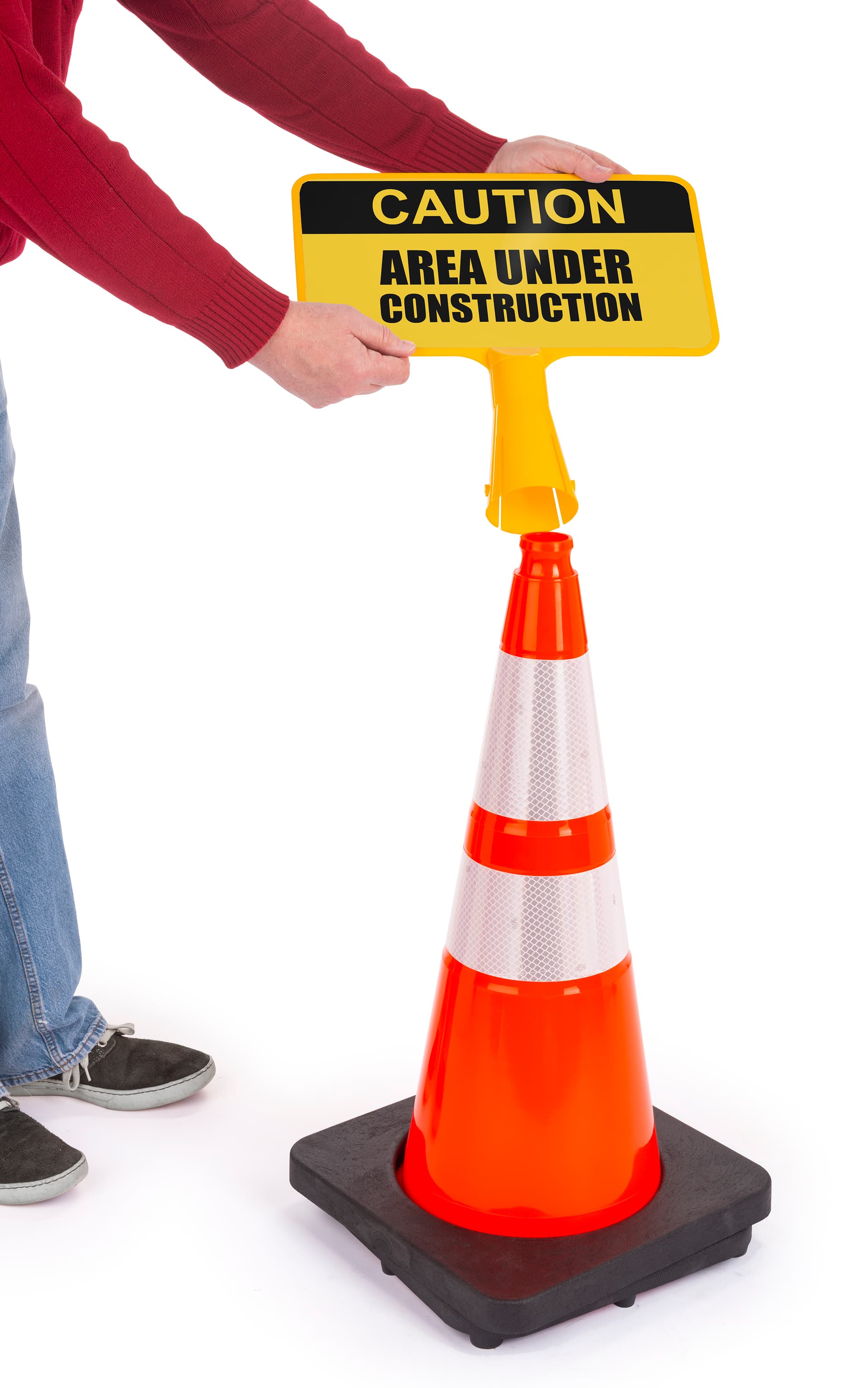 Custom traffic cone sign topper with durable ABS plastic construction 