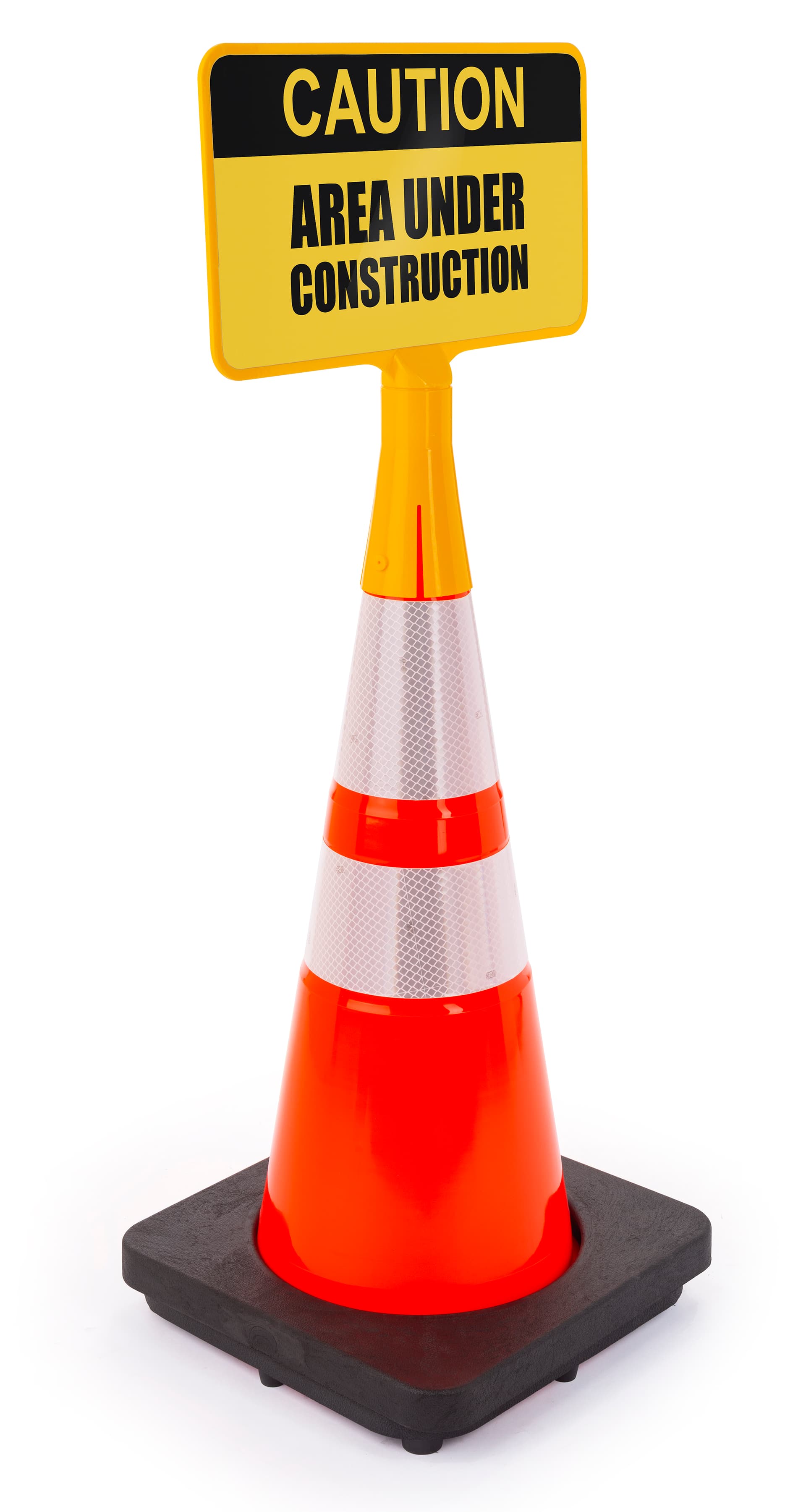 Custom traffic cone sign topper with 15 x 8 reflective film