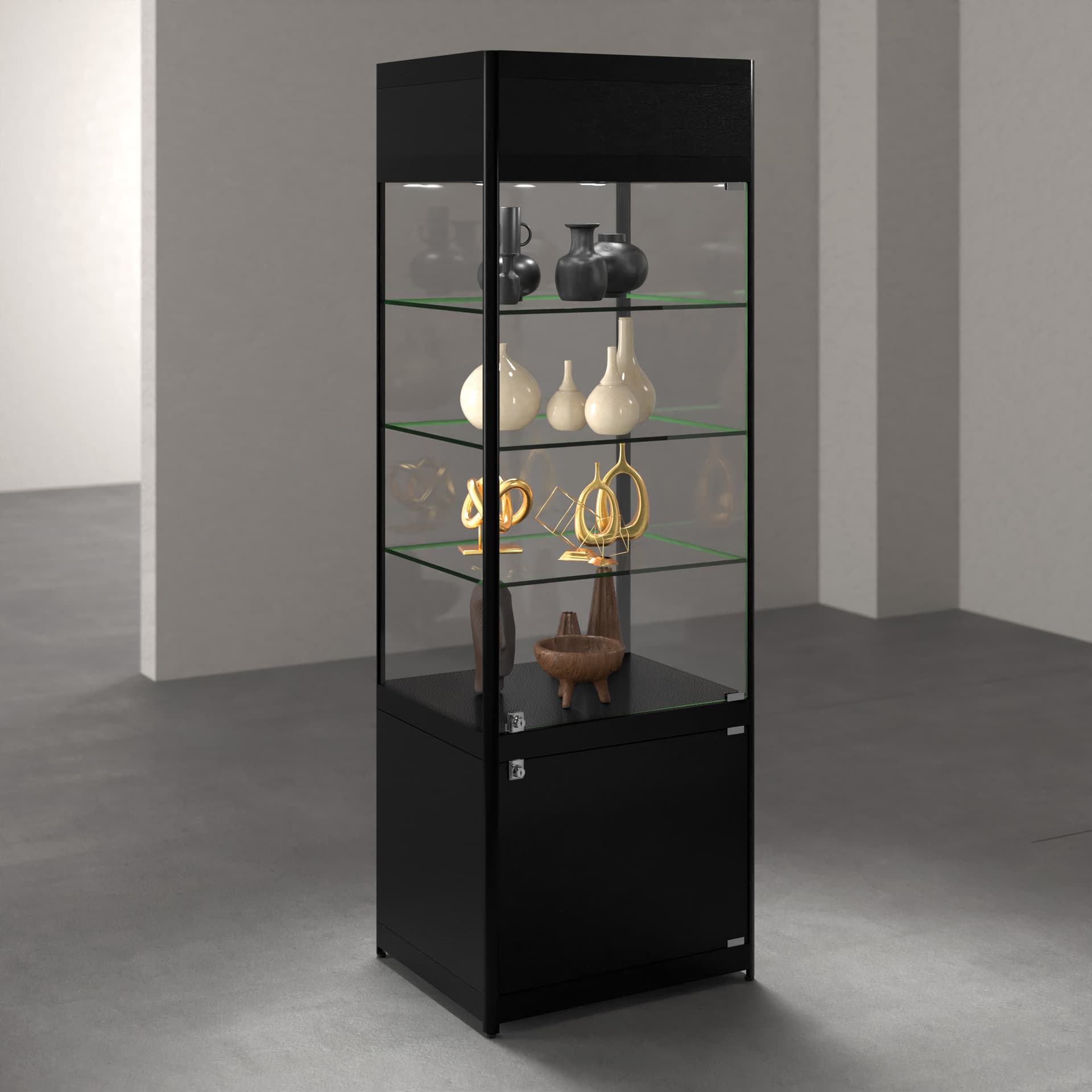 LED retail display tower in neutral space