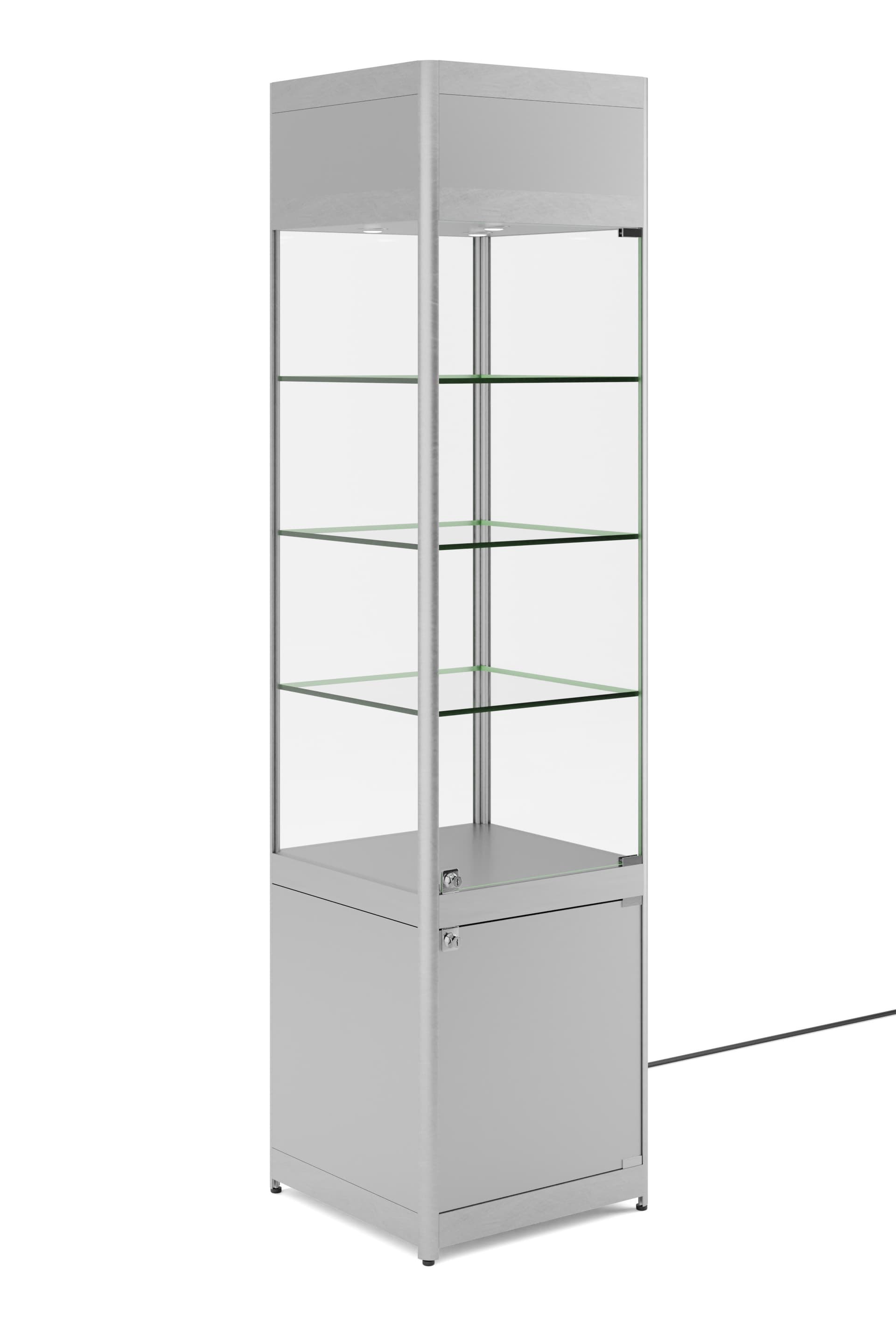 Light up retail tower in silver