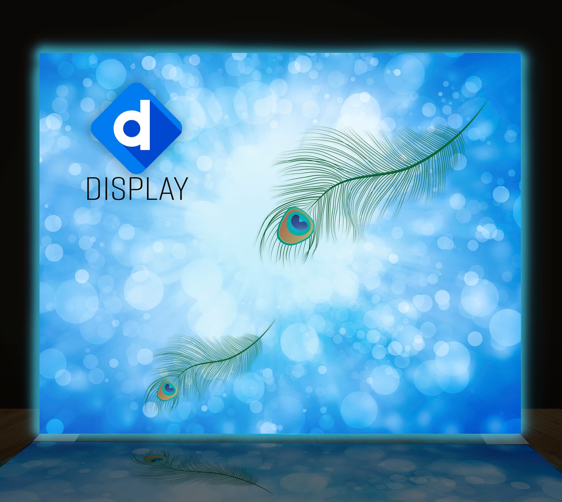 Glow fabric front of 2-sided SEG fabric backlit wall