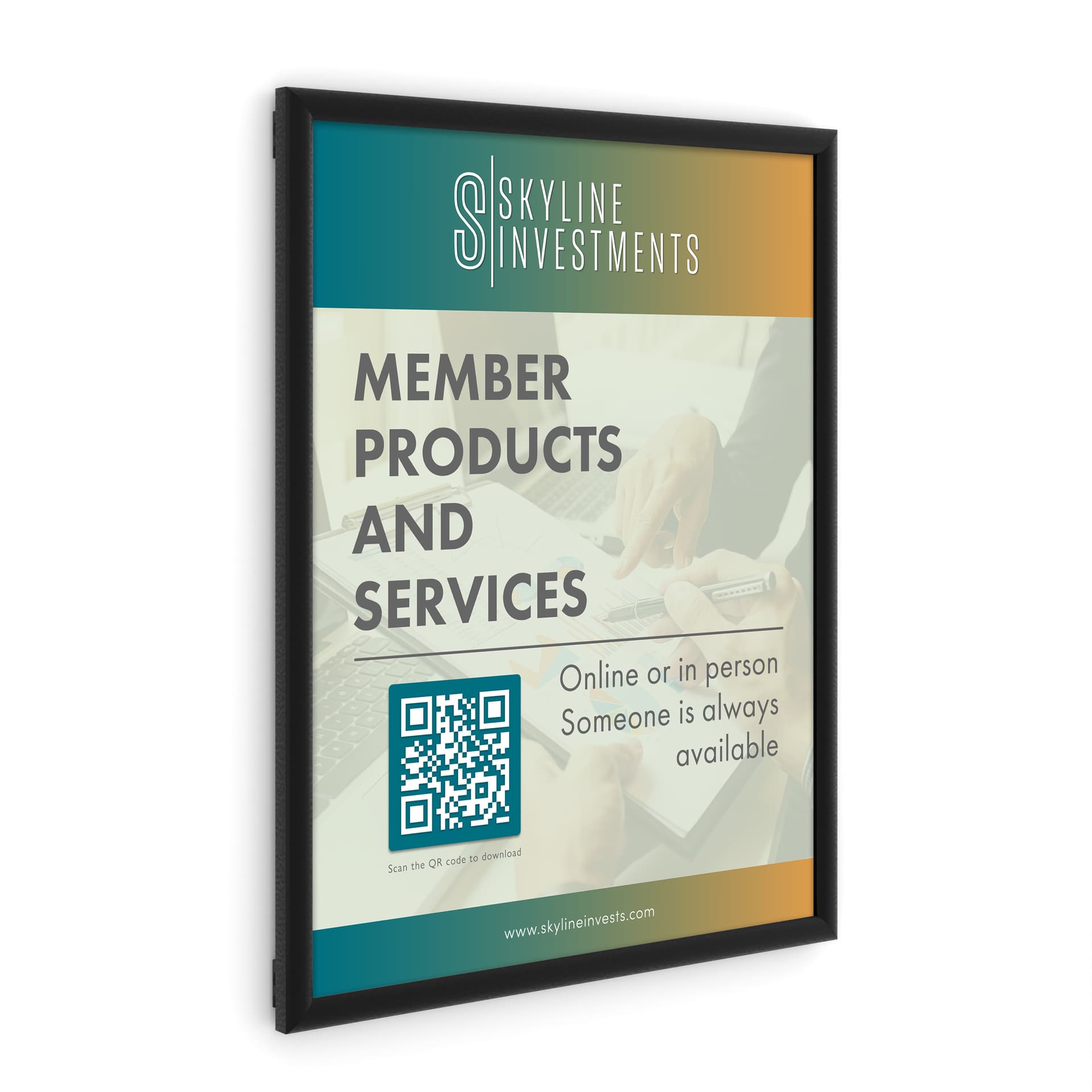 Black poster holder with black frame