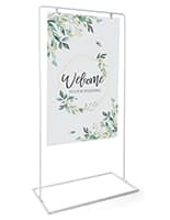 Minimalist white freestanding signage with powder coated finish