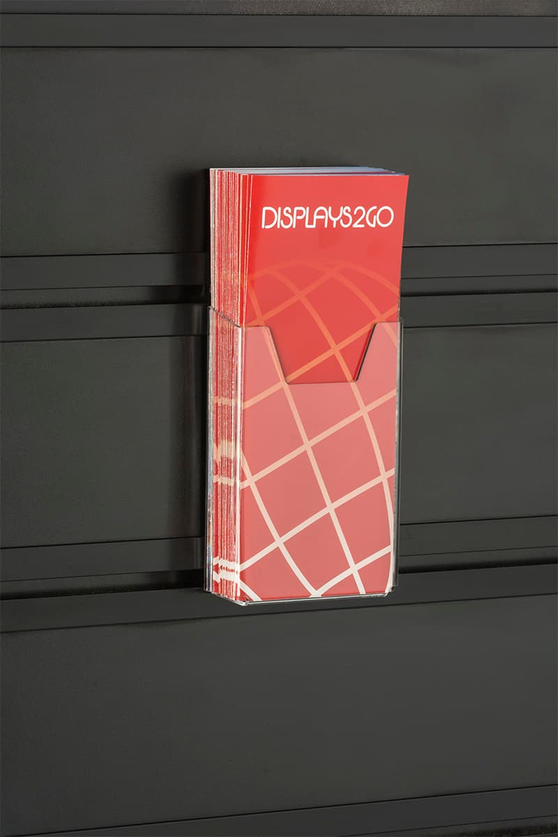 Slatwall Lobby Display with Leaflet Holders Made of Acrylic