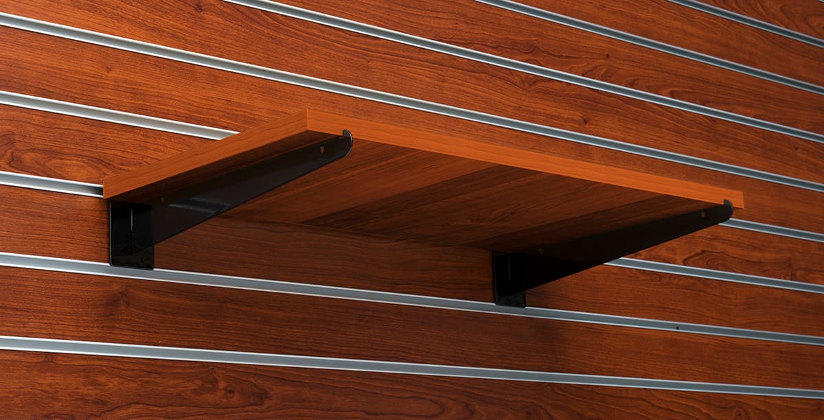 Retail slatwall 12" black shelf bracket
