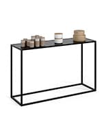 Black console table with open frame