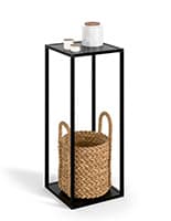 Slim tall side table with open frame design