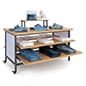 Tiered Retail Display Table w/ Wheels and Removable Top Riser - Natural Wood
