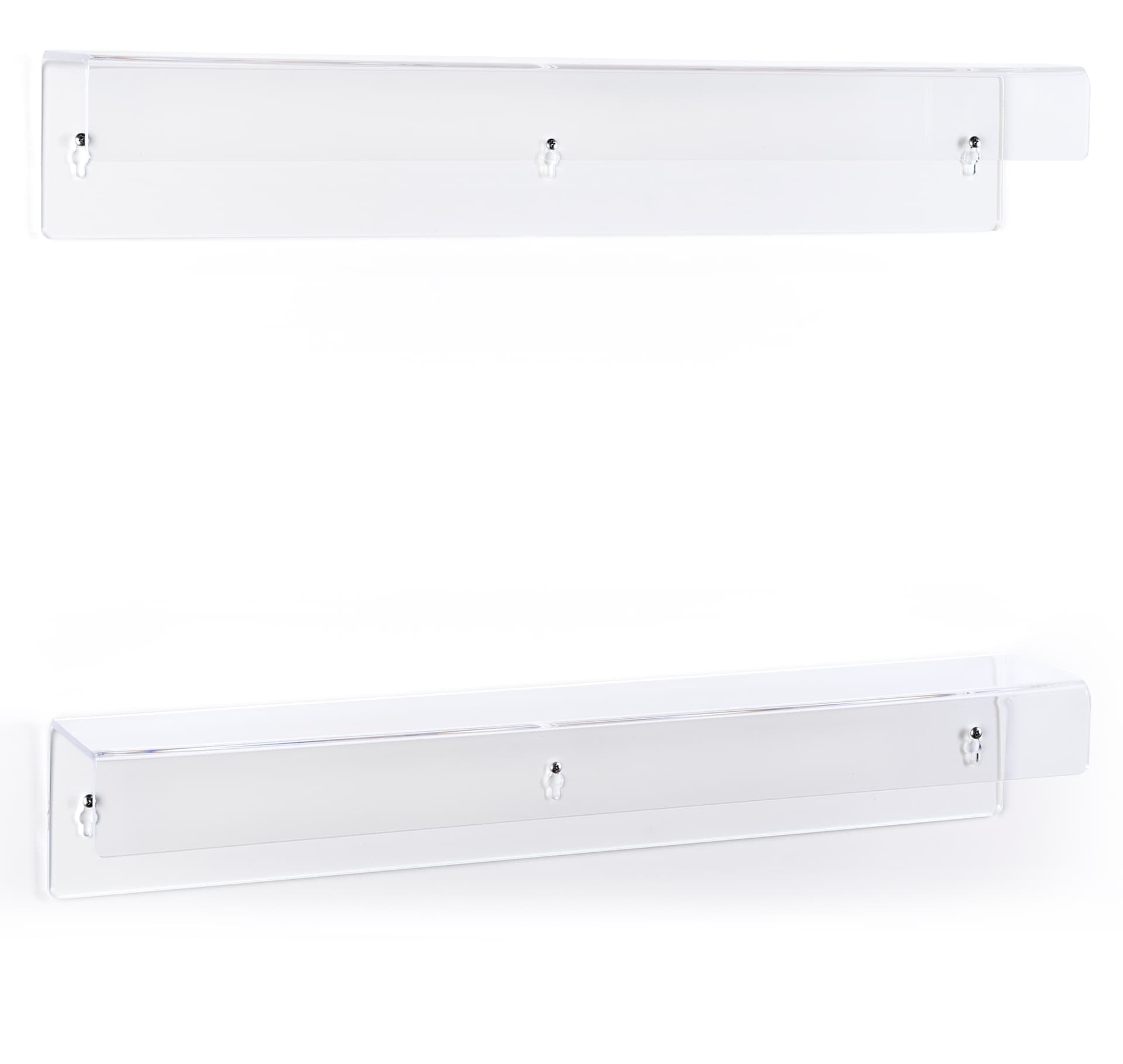 Set of 2 acrylic wall shelves with rounded edge design 
