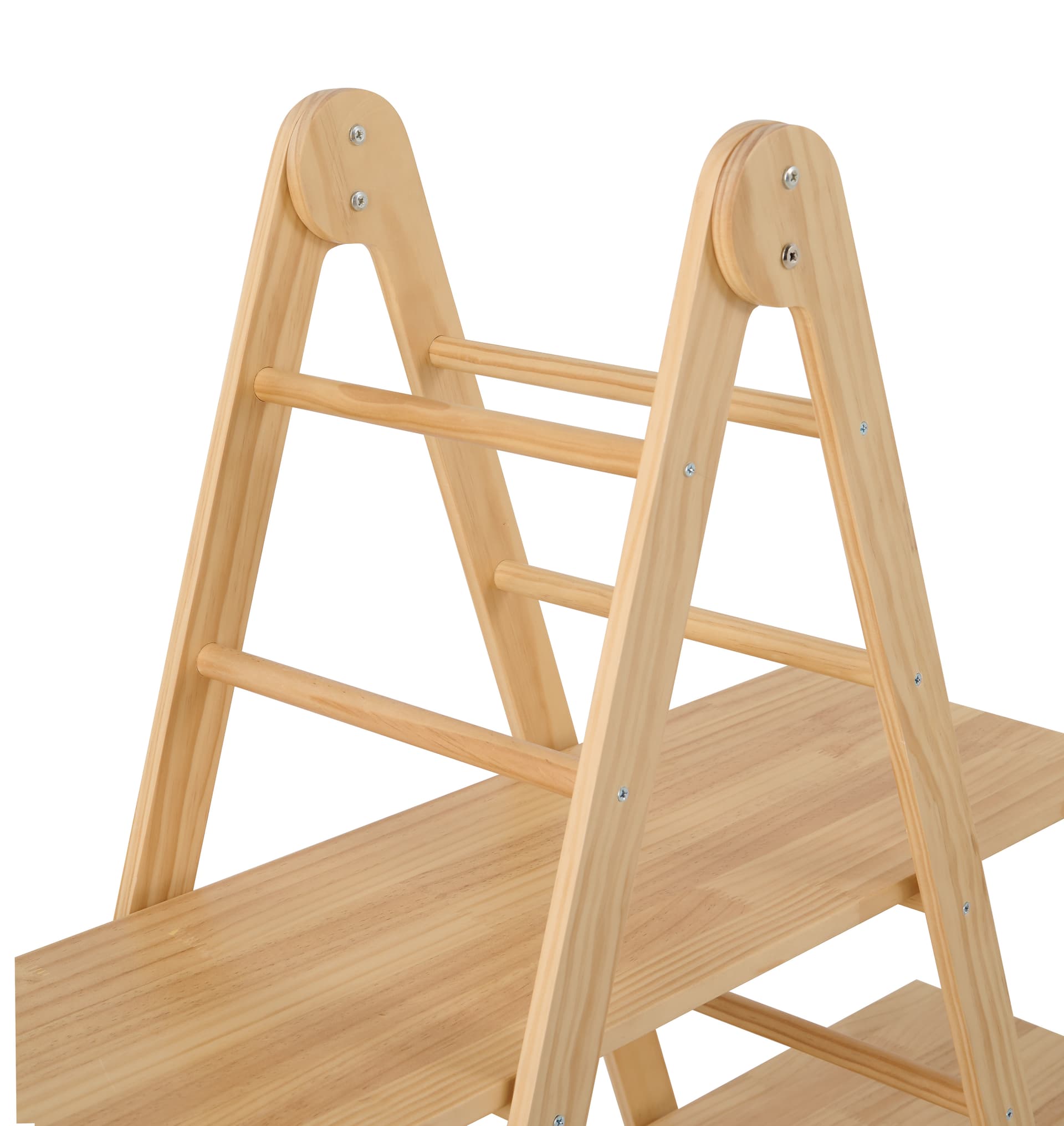 A-frame shelf serves with steel screws for durability
