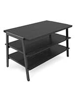 3 tier display table features extendable shelving