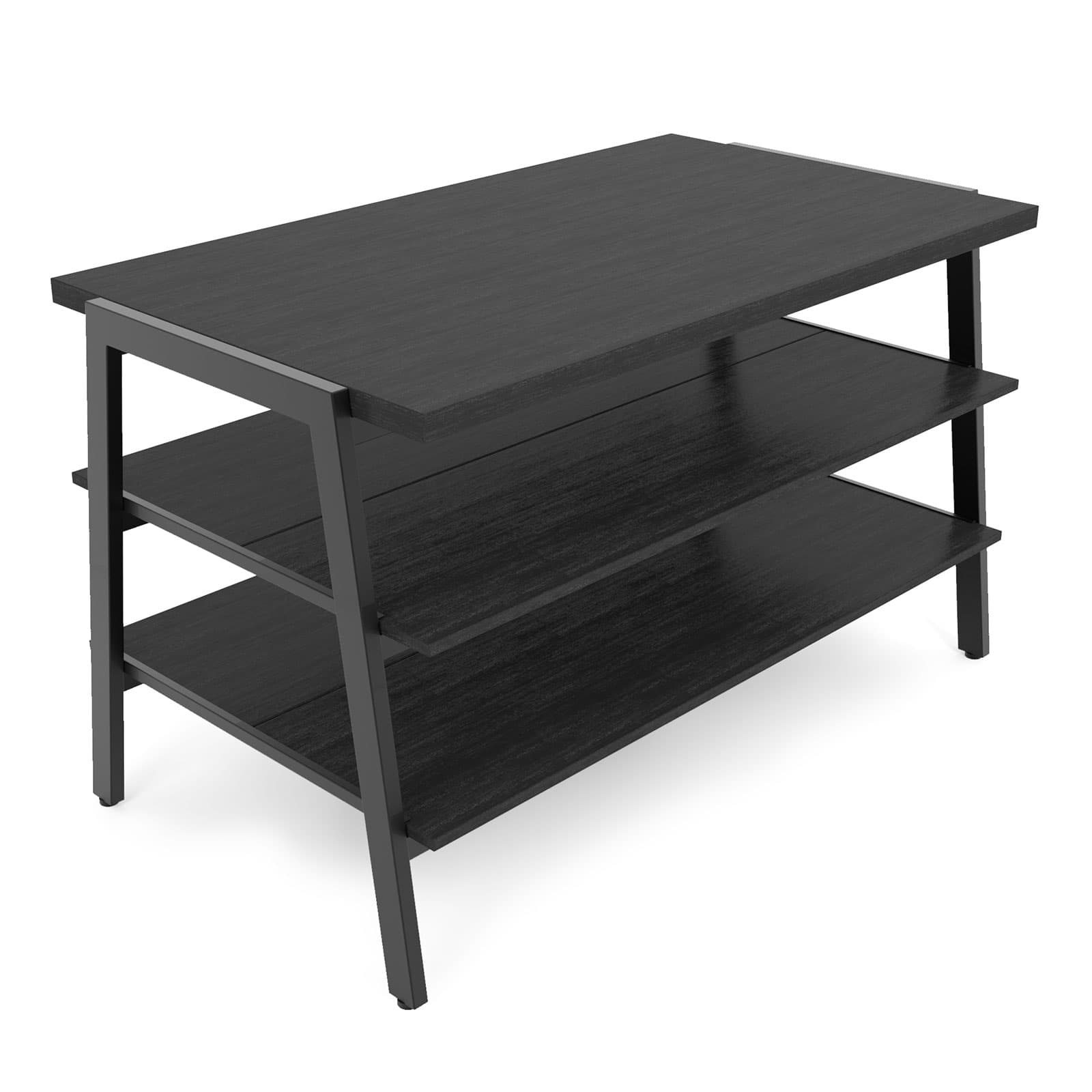 3 tier display table features steel frame construction