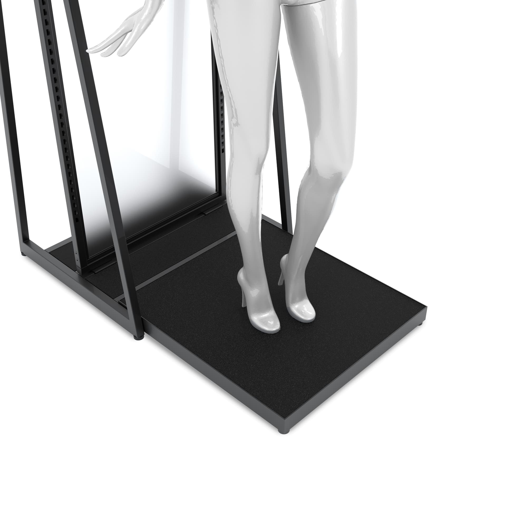 Garment display rack with 1 inch square tubing construction