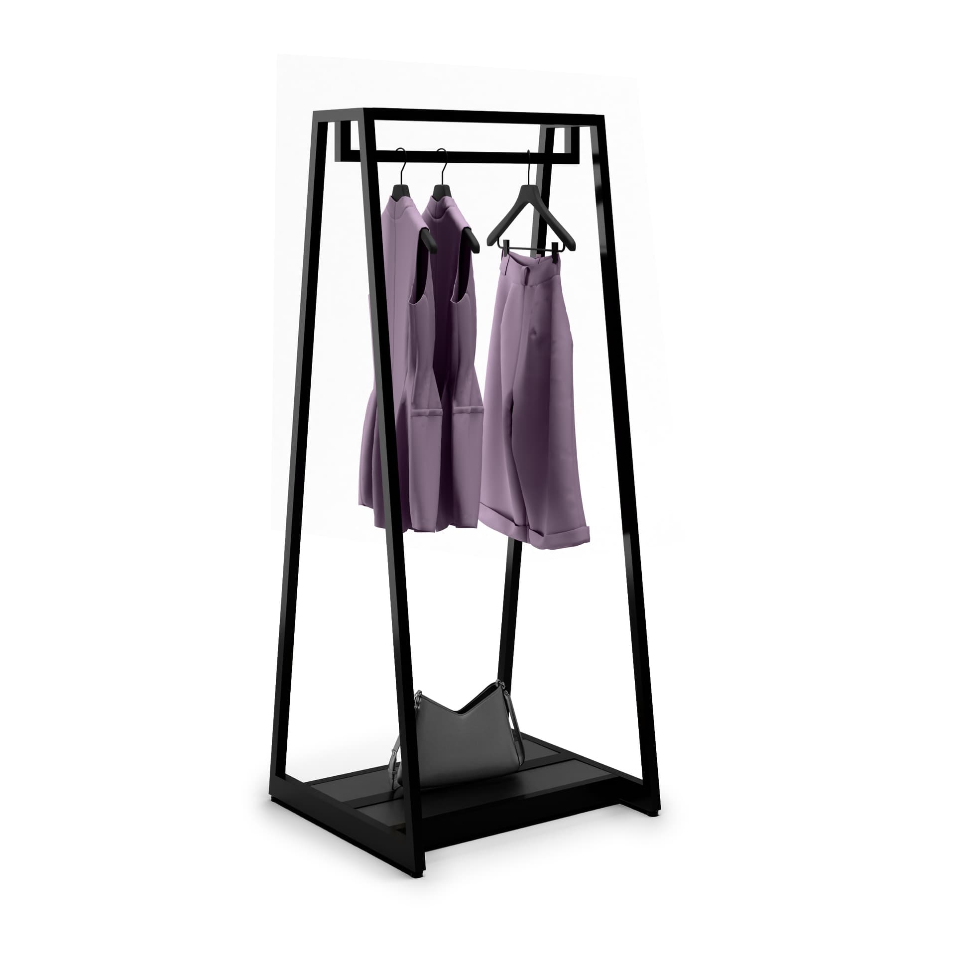 Retail clothes rack measures 62 inches tall 