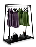 Retail clothes rack with heavy duty steel construction 