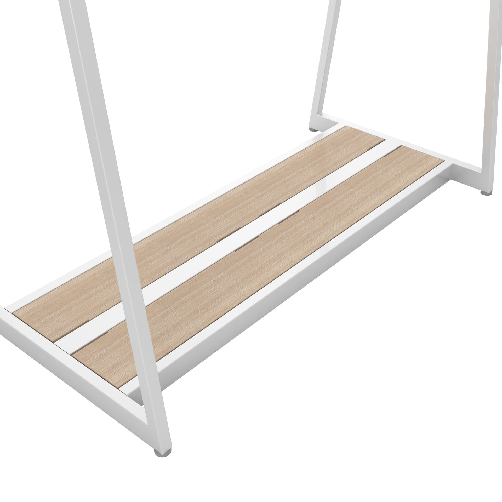 Retail clothes rack with melamine reversible base inserts  