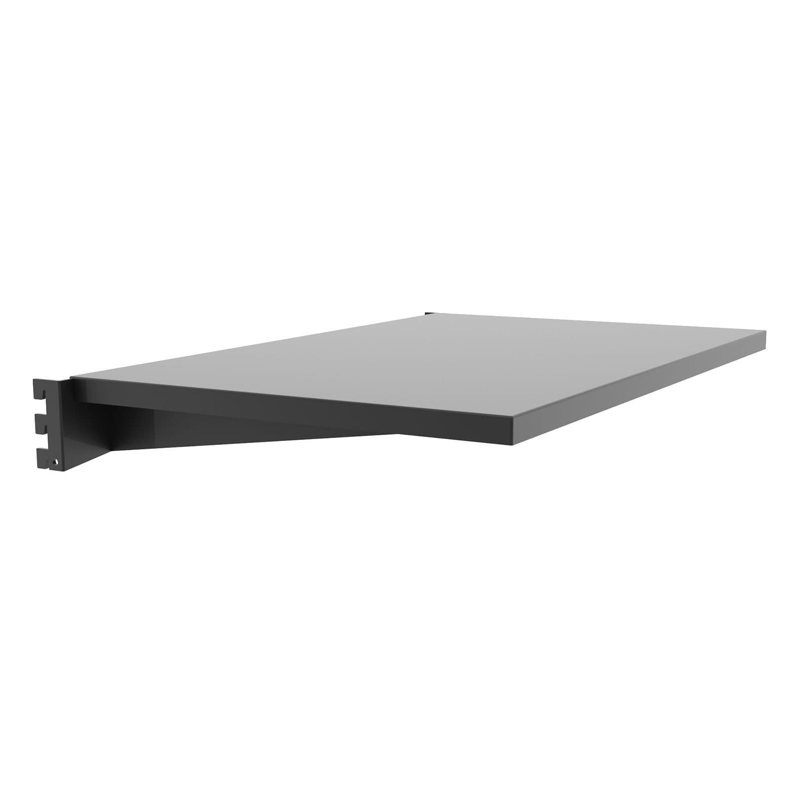 Gondola shelf is made from rigid steel with black finish