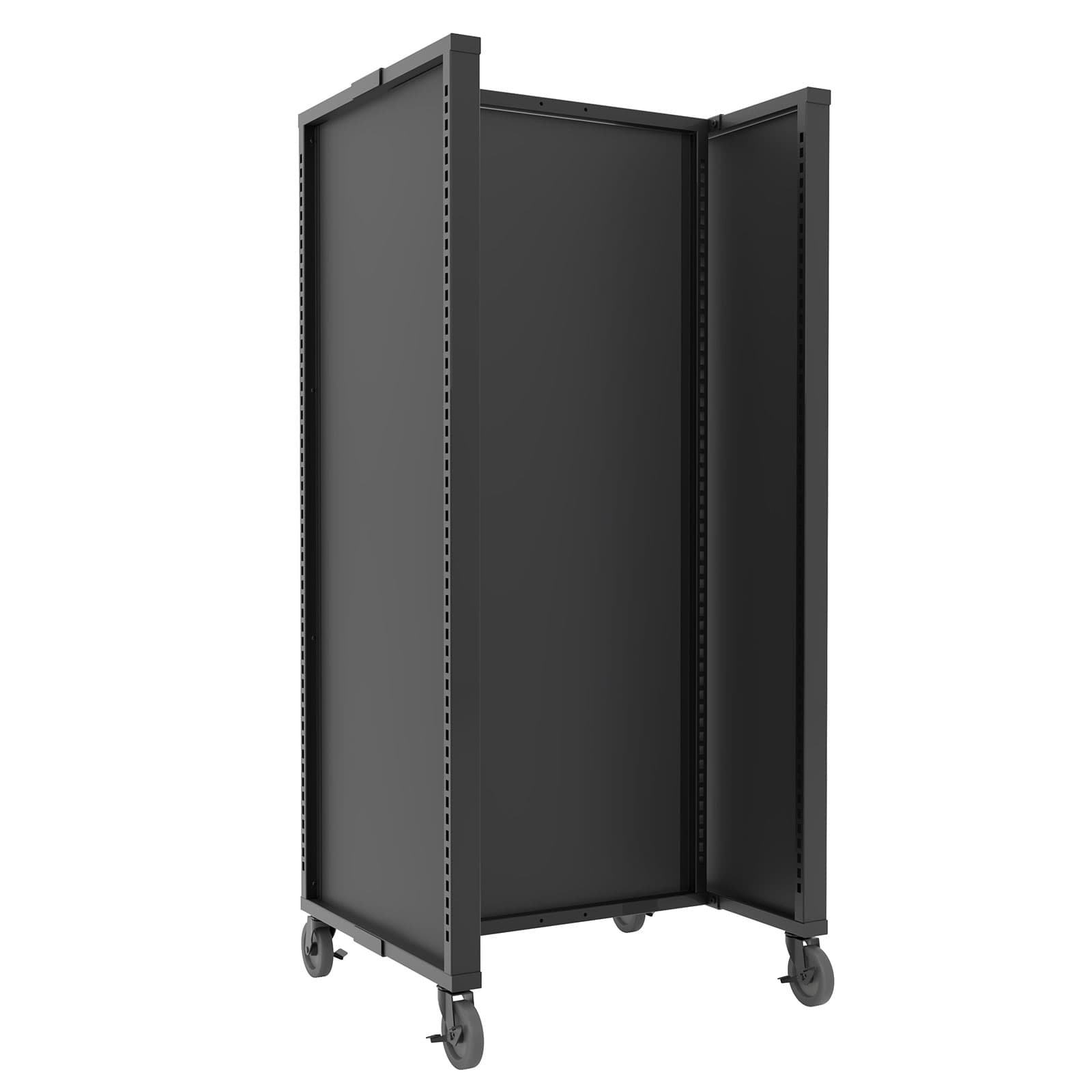 Gondola panel merchandiser shown with rolling casters