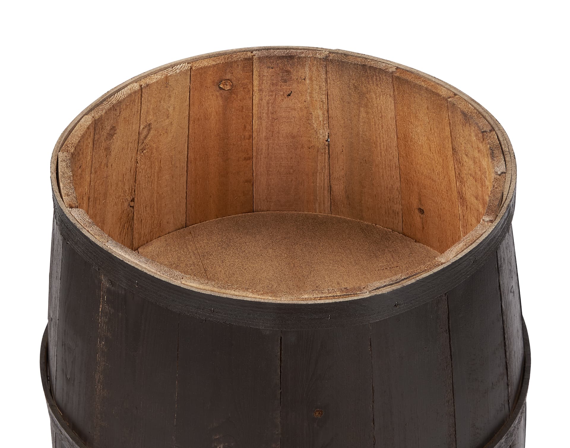 Wooden display barrel with 7 inch interior depth