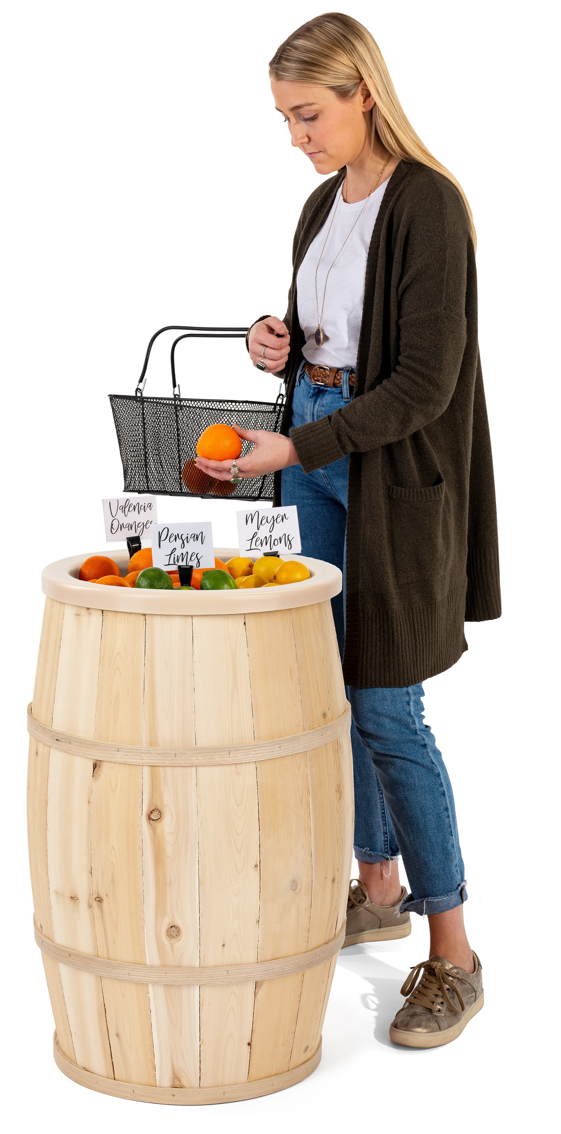 Food grade cedar barrel with overall height of 30 inches tall