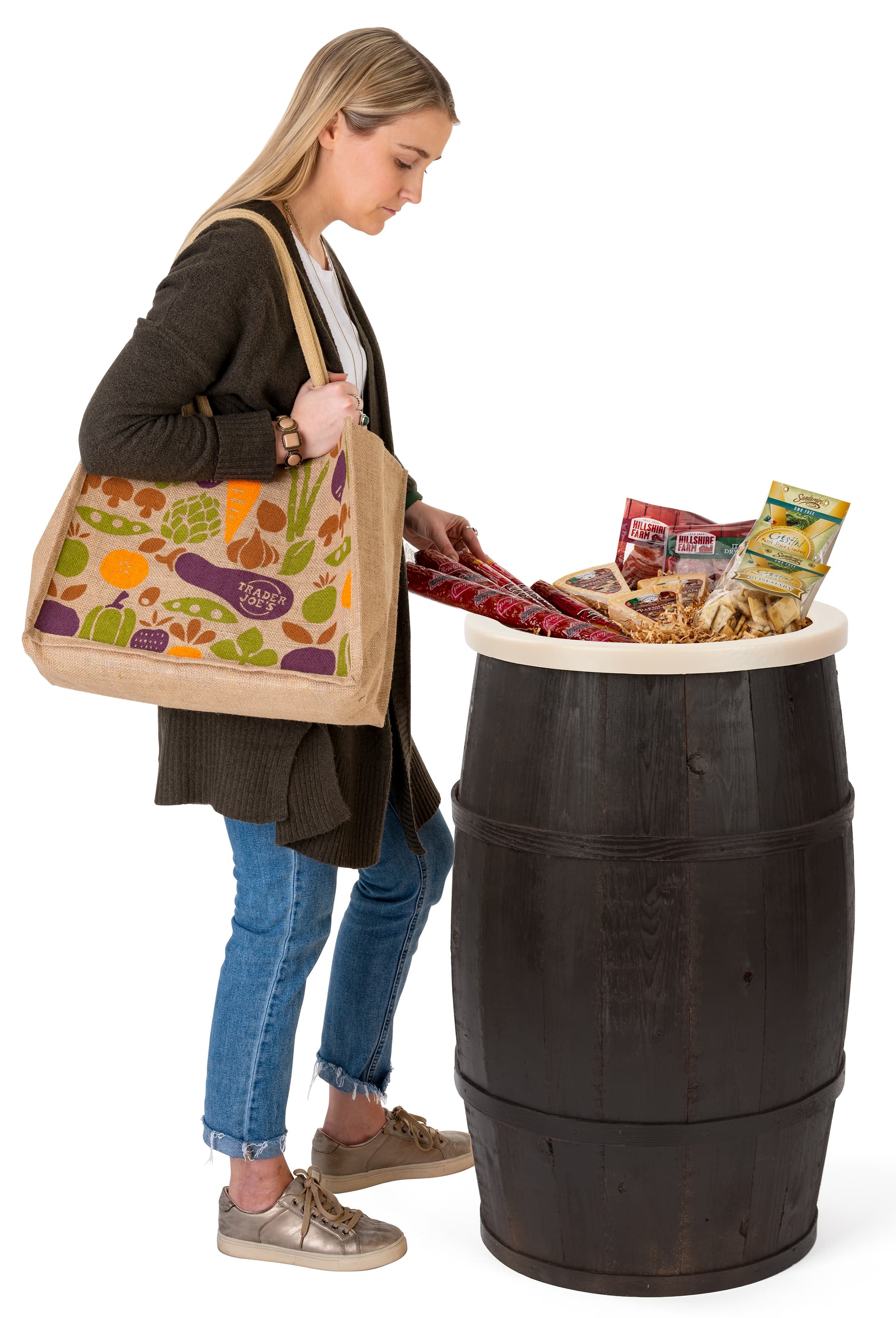 Food grade cedar barrel with overall height of 30 inches