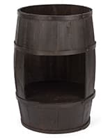 Bourbon barrel display case with 15 inch wide center cutout