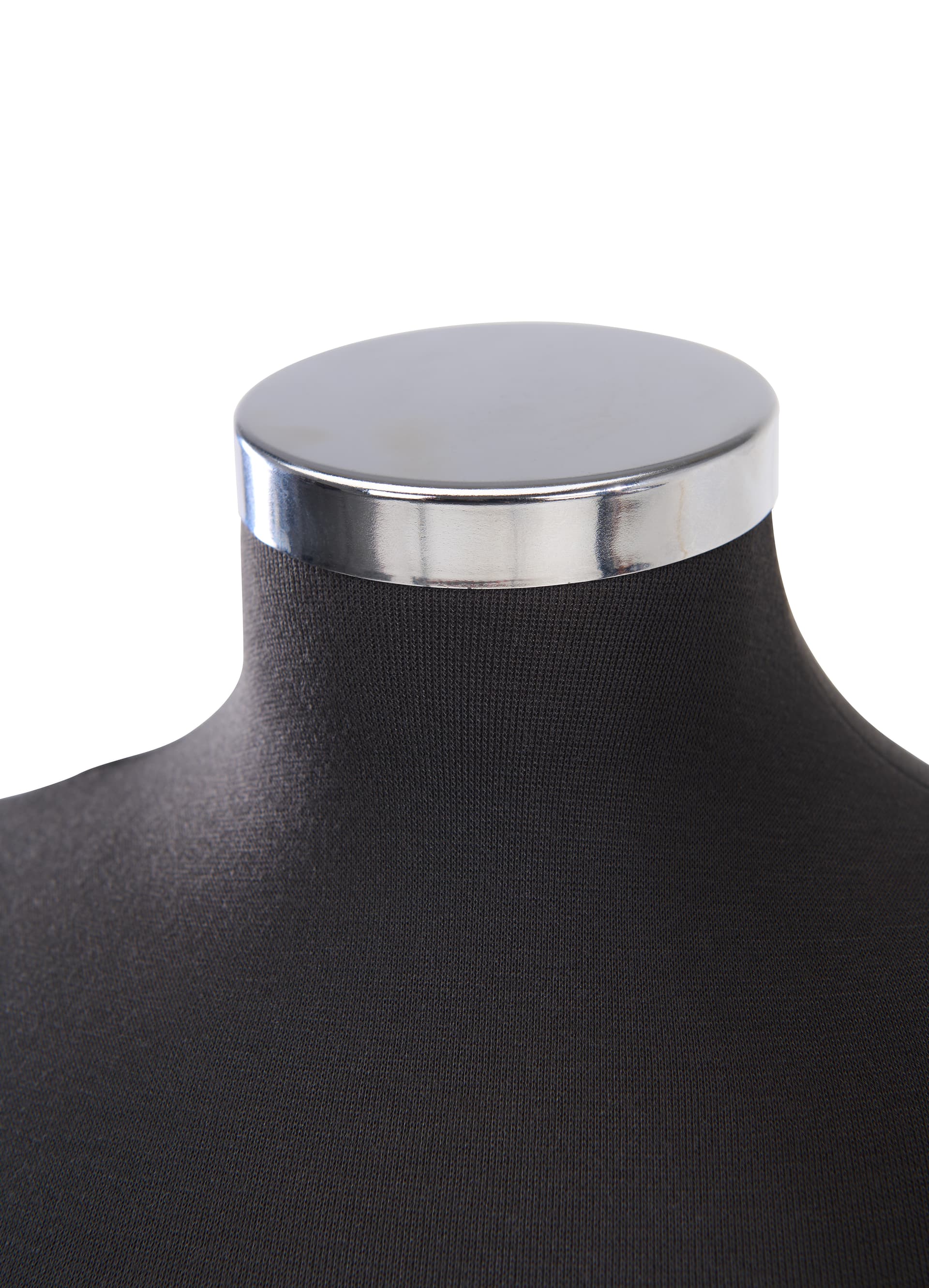 Female body form mannequin with chrome neck cap