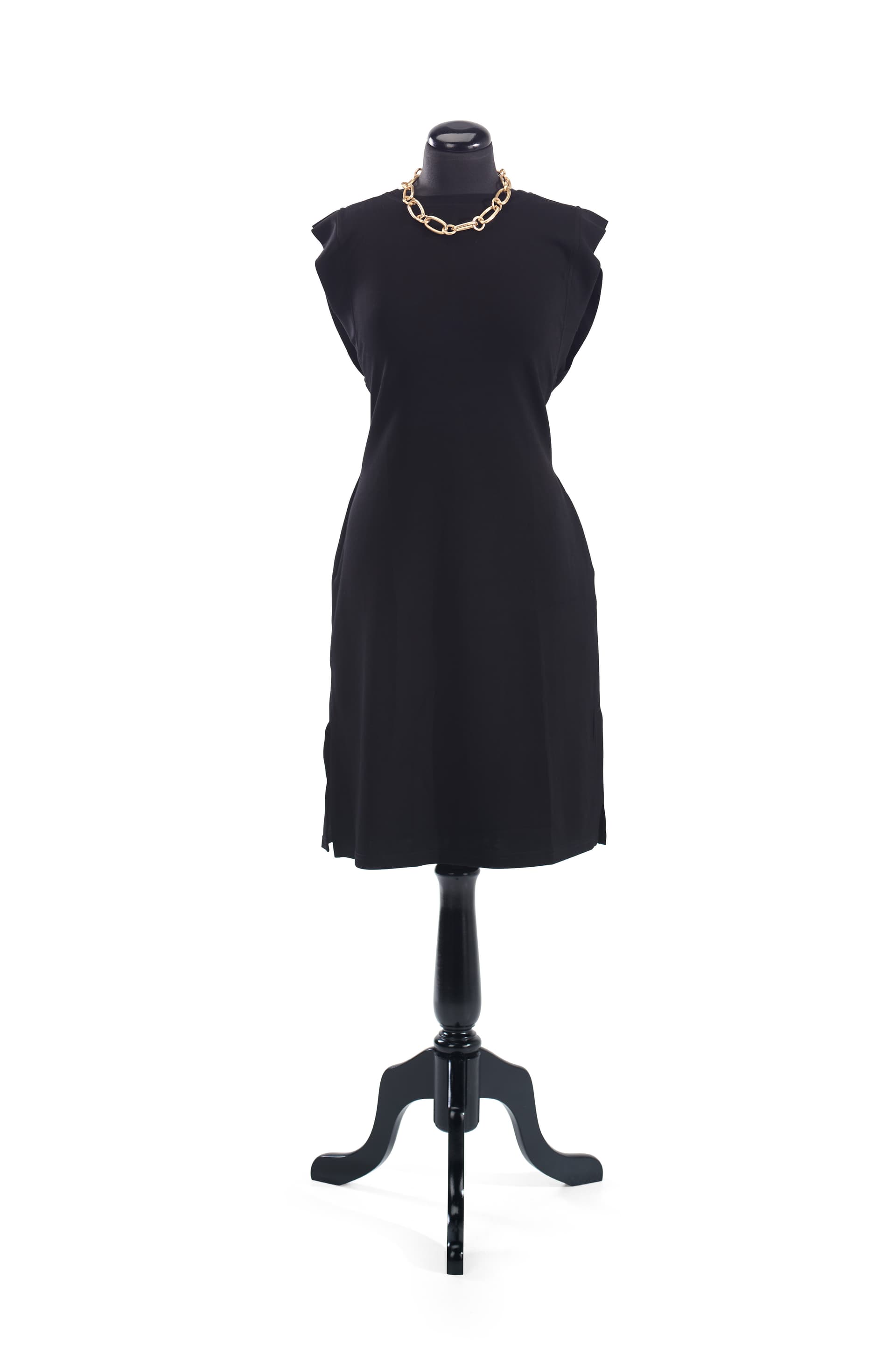 Female body form mannequin with sleek black finish