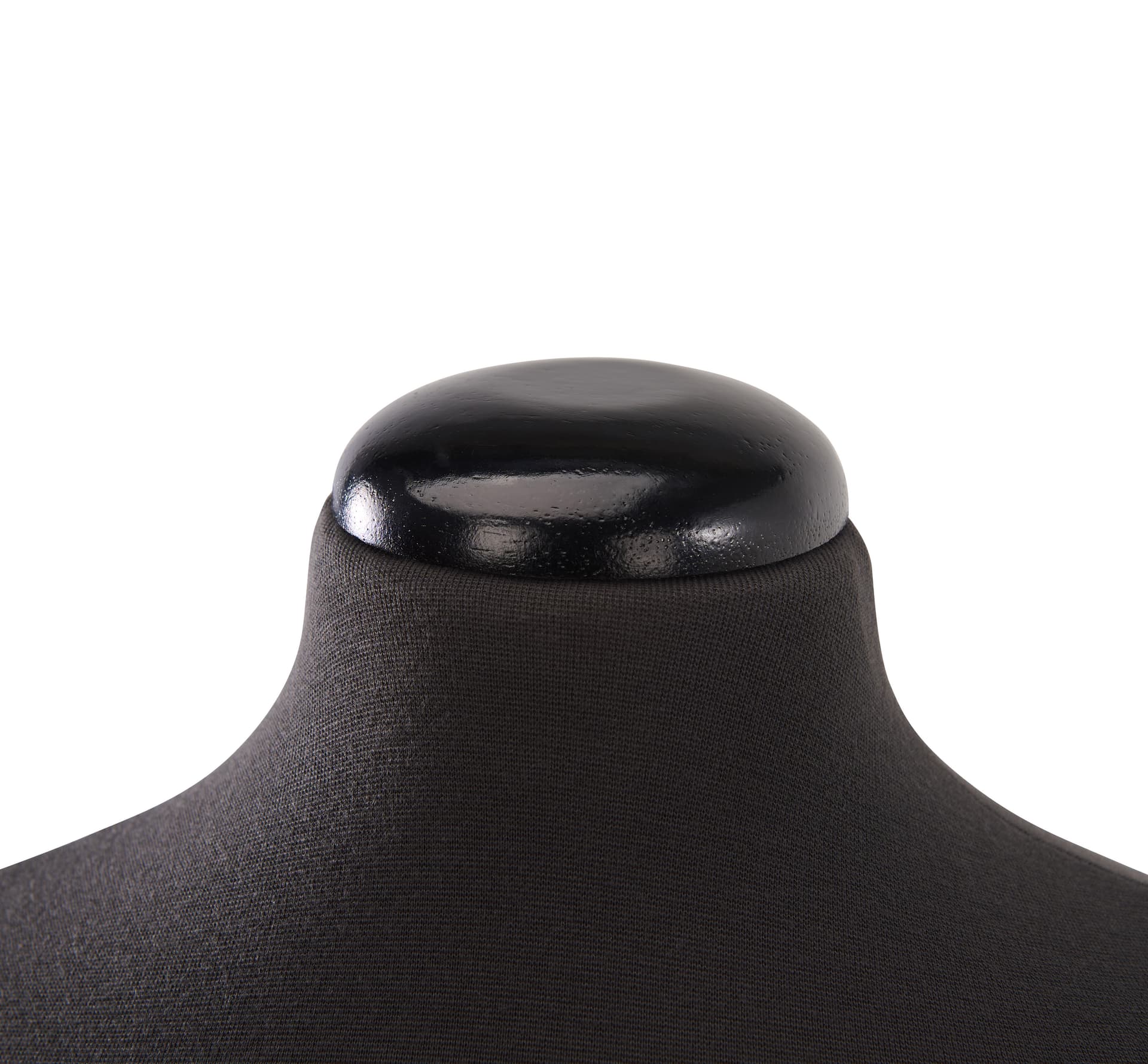 Male mannequin body has a wooden neck cap