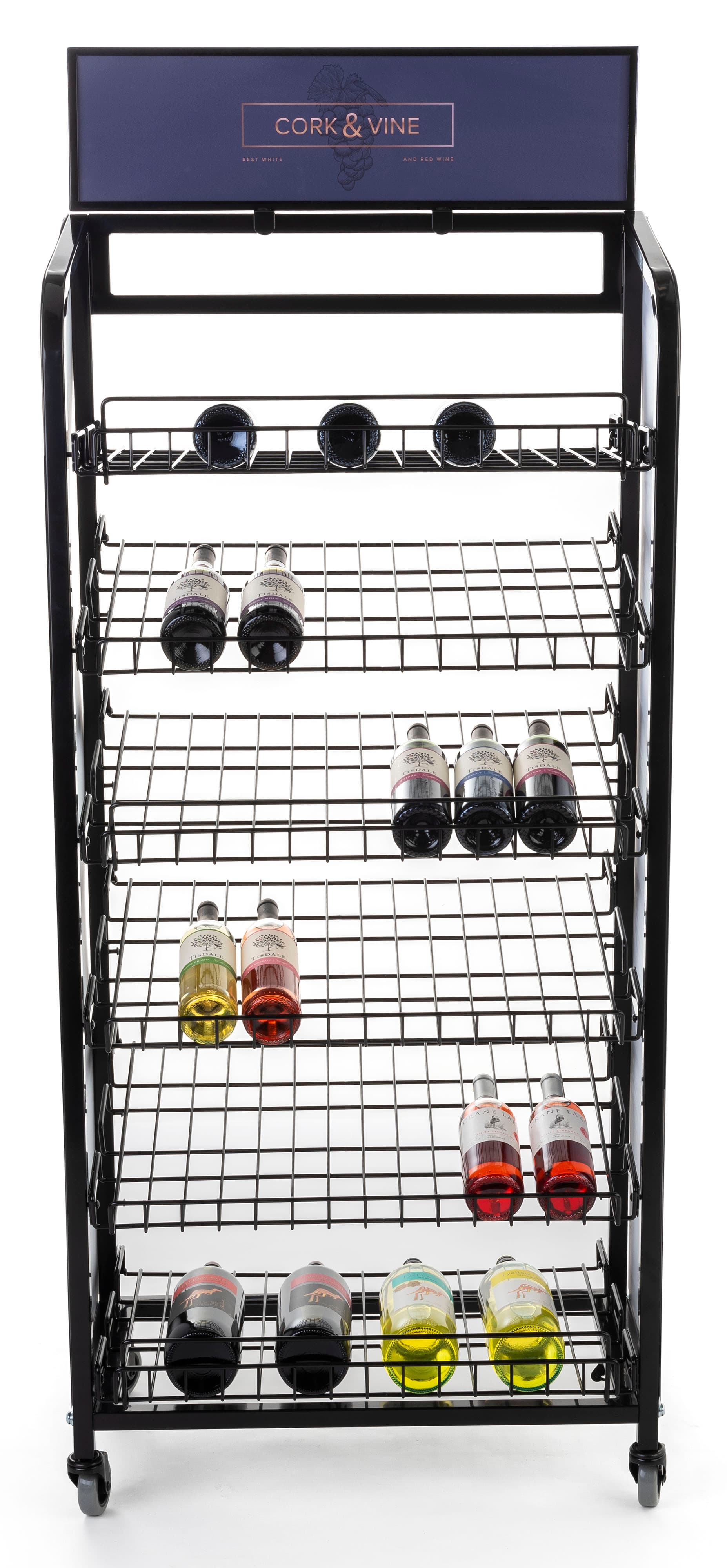 Retail bread rack graphics for BAKCRT6TBK includes 3 panels with full bleed printing 