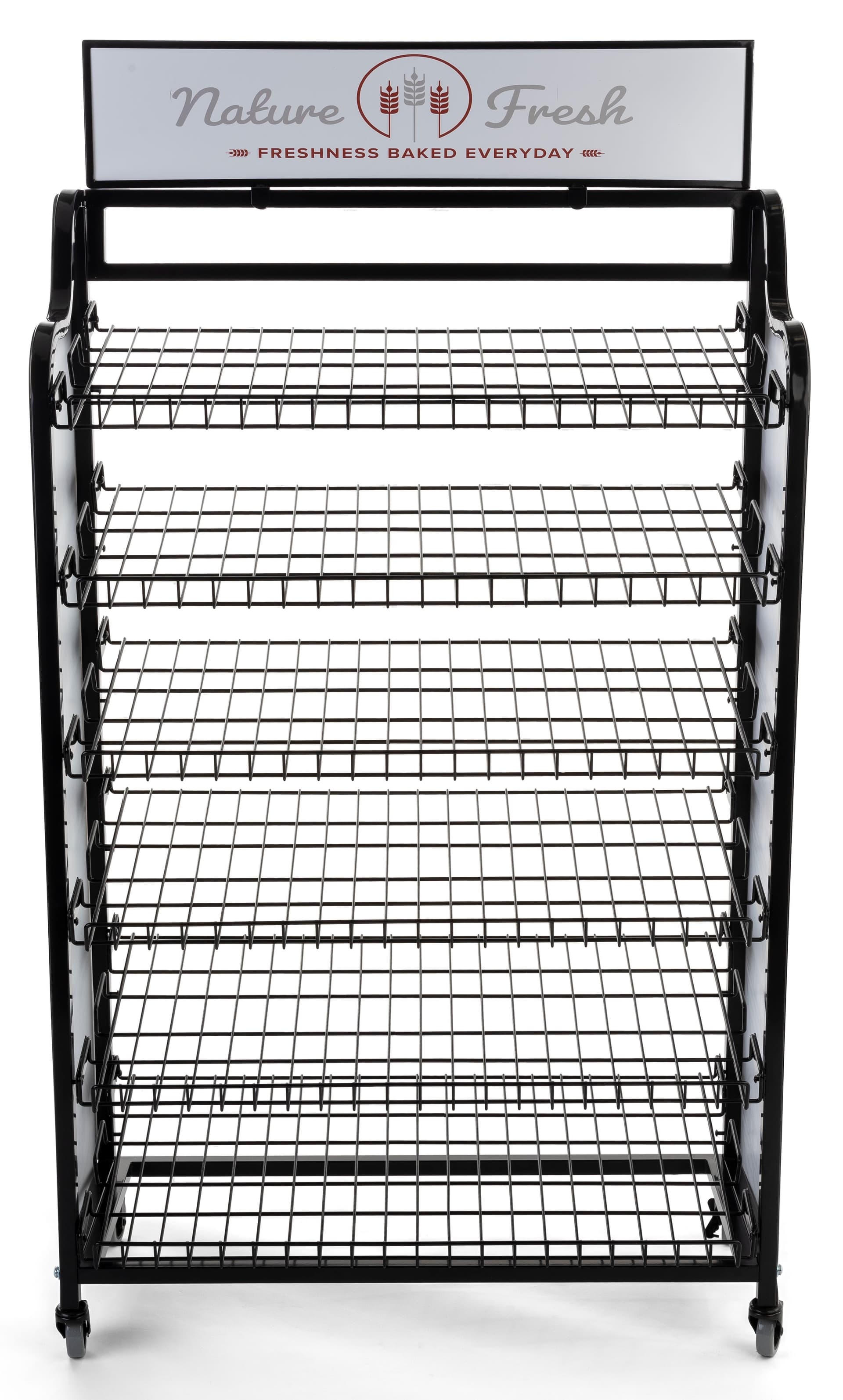 Bakery bread rack signage for BAKCRT6WBK includes 3 individually printed panels 