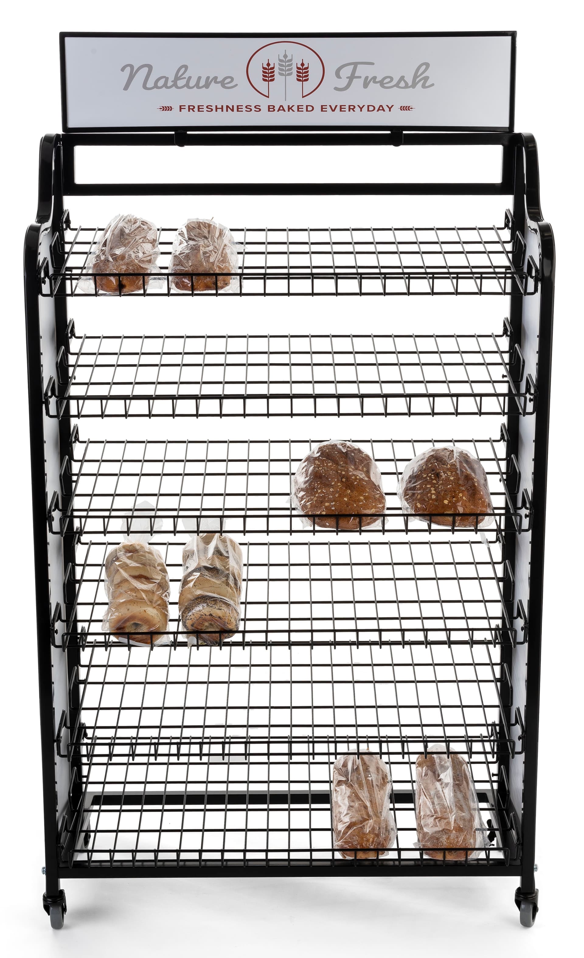 Bakery bread rack signage for BAKCRT6WBK with 33 x 7 header 