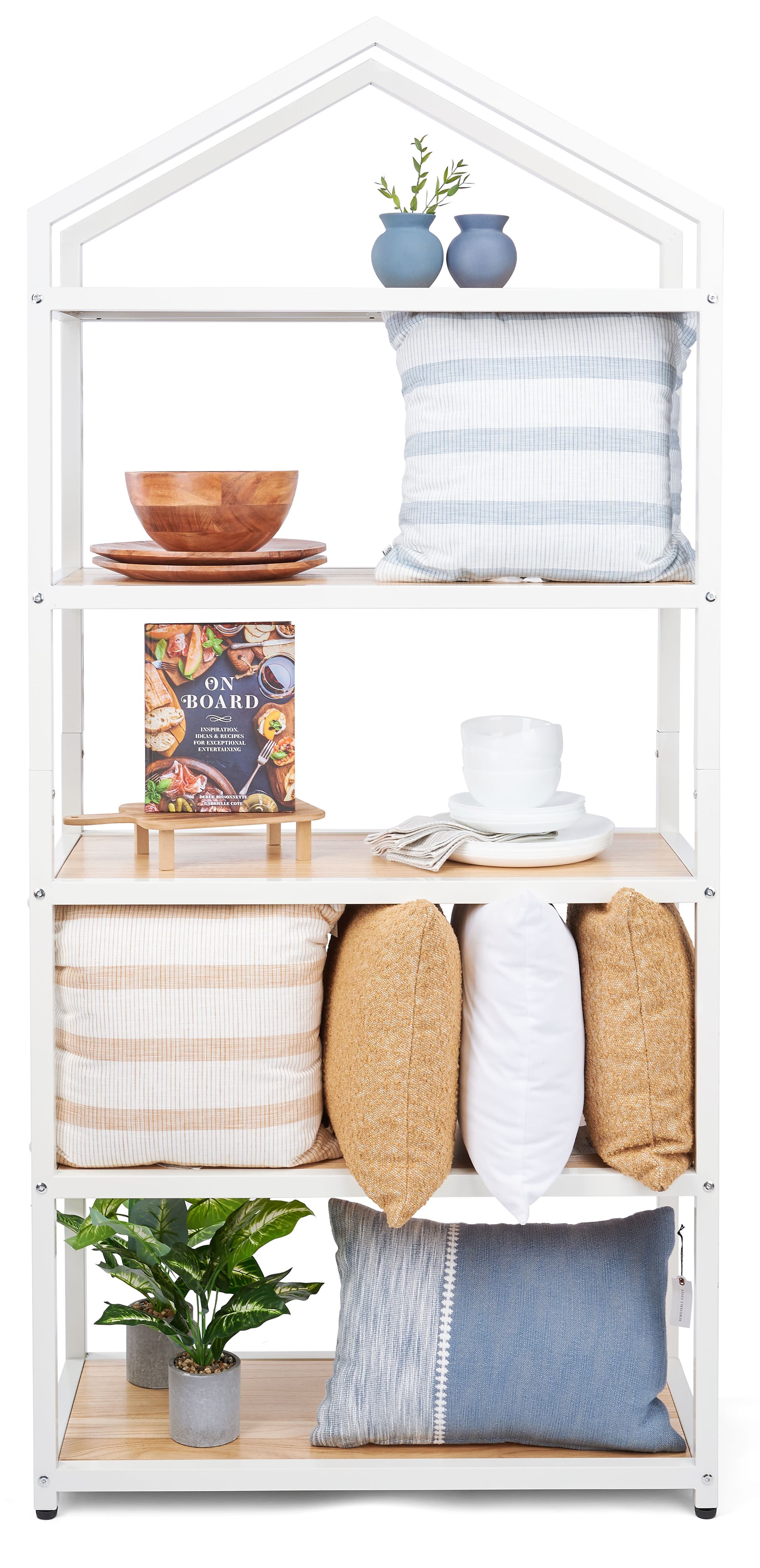 36 inch wide white metal and wood shelving unit