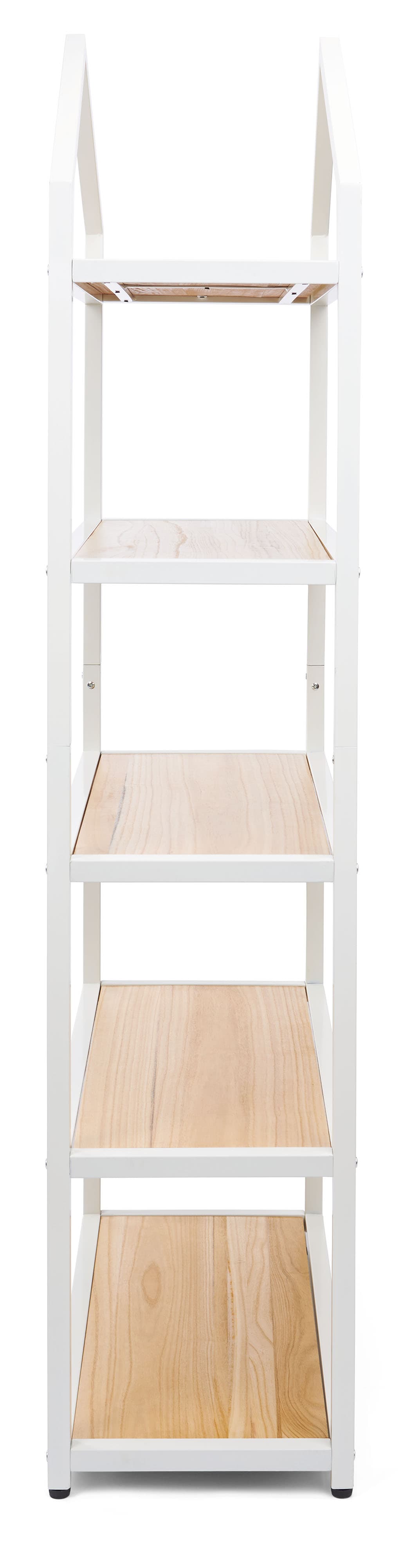 Heavy duty white metal and wood shelving unit weighs 89 pounds