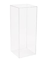 Large clear acrylic retail pedestal display with floor standing design