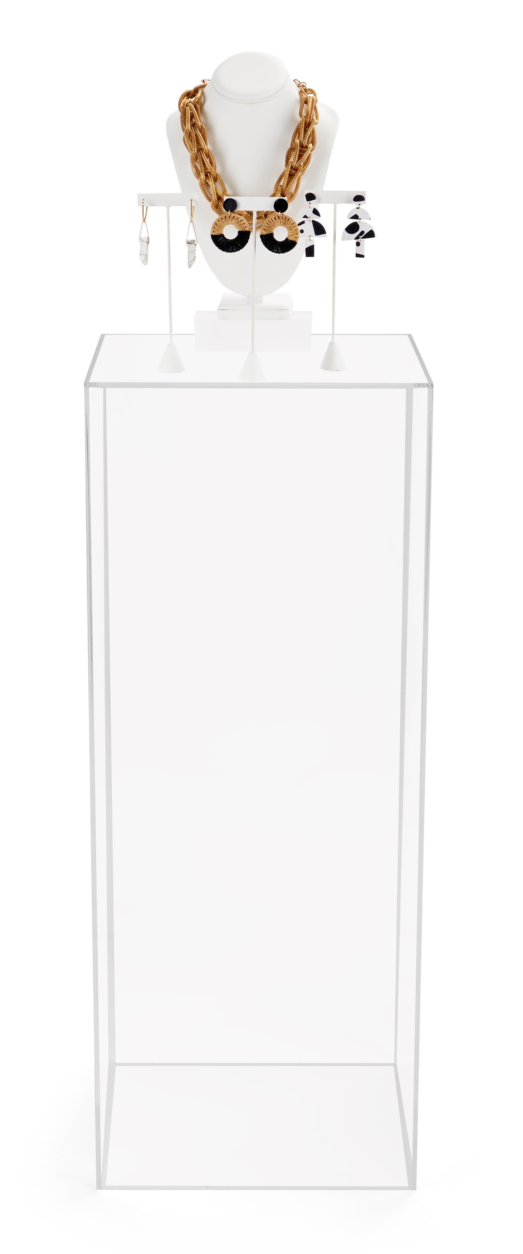 Large clear acrylic retail pedestal  max weight capacity of 35 pounds