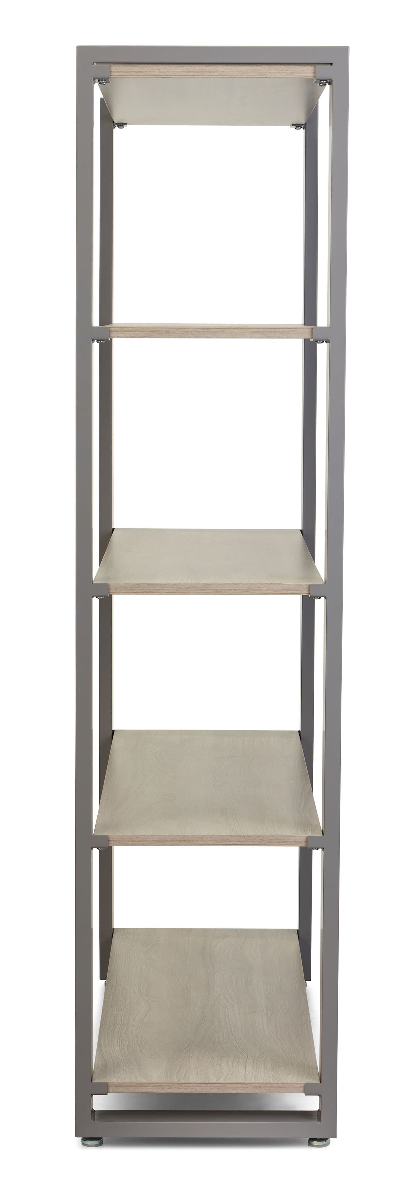Modern retail display shelving with open sides for 360 degree viewing