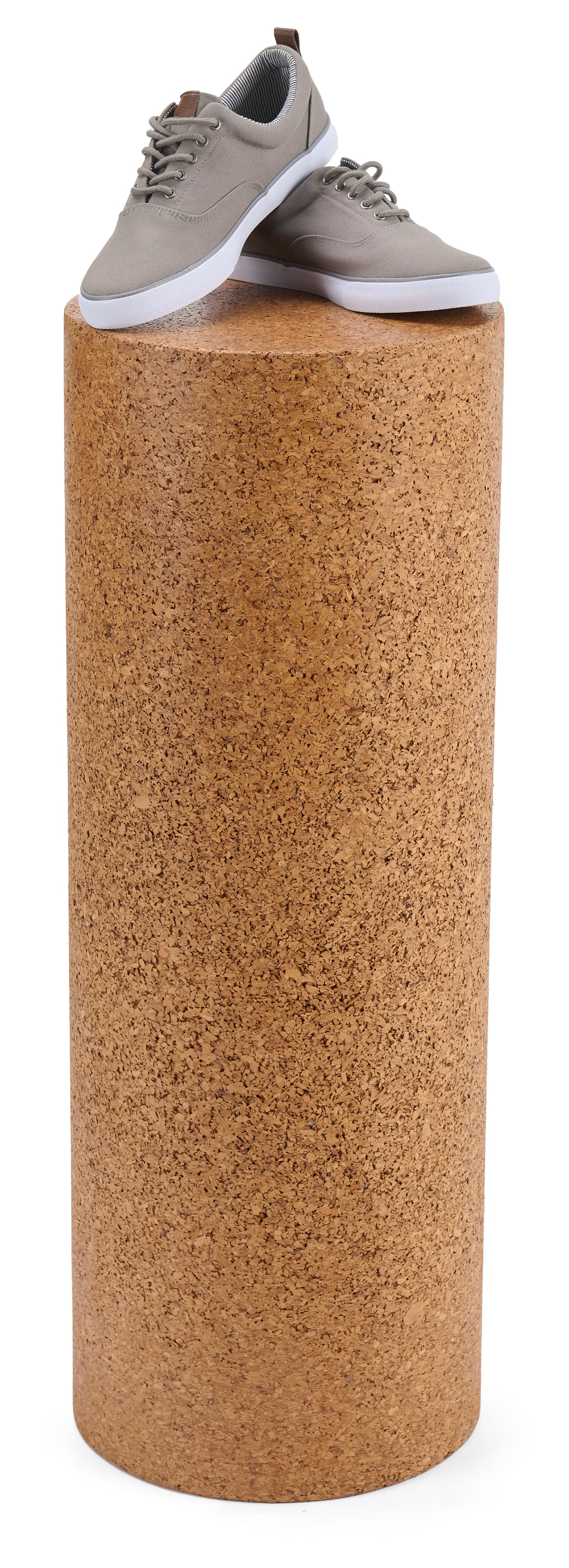 Cork pedestal display with cylindrical shape