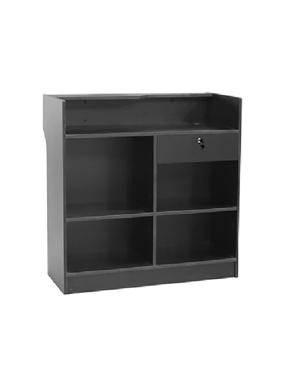 Ledgetop service counter with two adjustable shelves