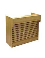 Ledgetop service counter with slatwall front