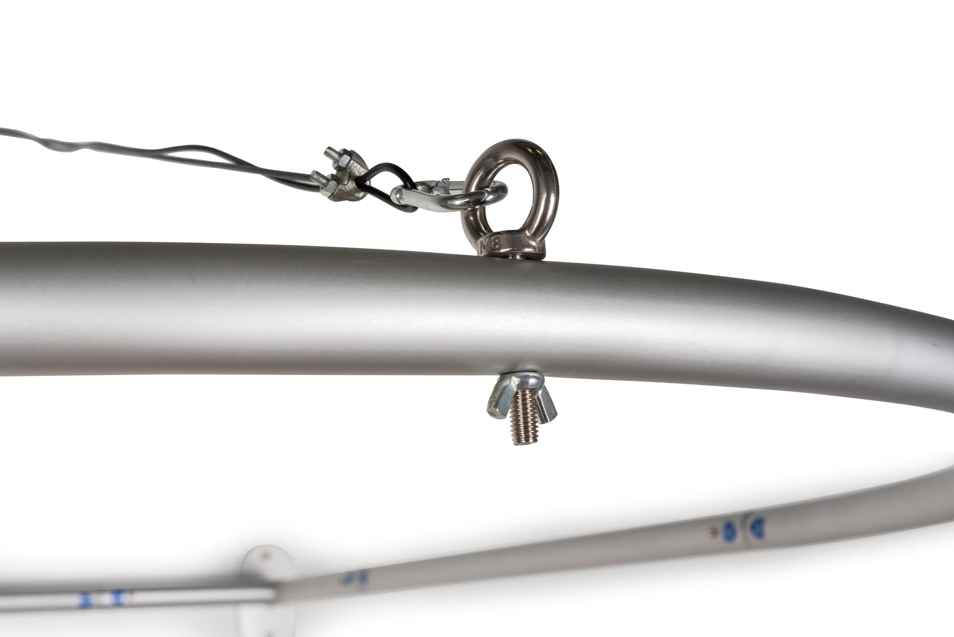 Semicircle changing room kit with anchor to hold aluminum frame securely in place