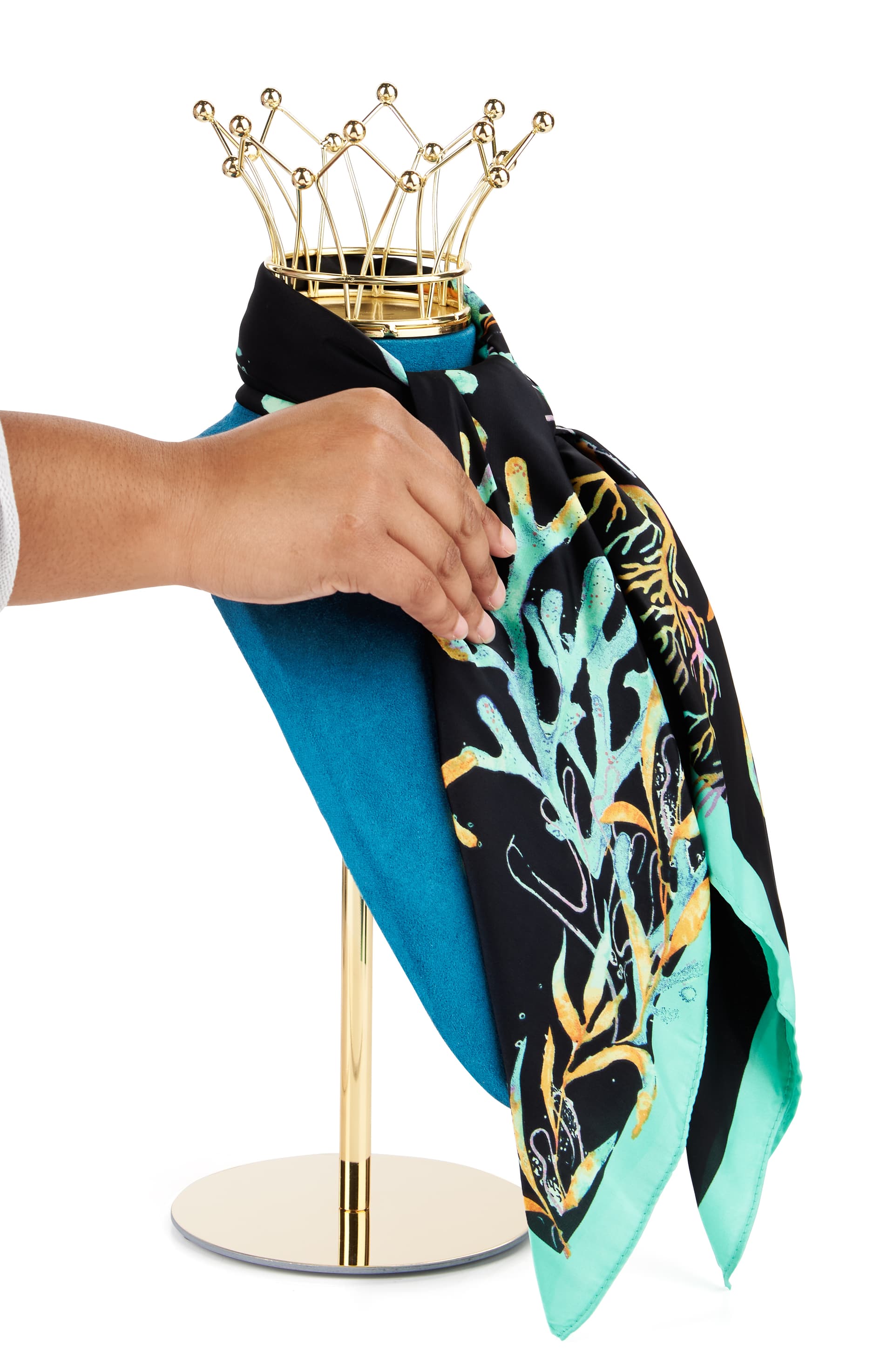 This jewelry bust display stand with crown is an elegant mannequin 