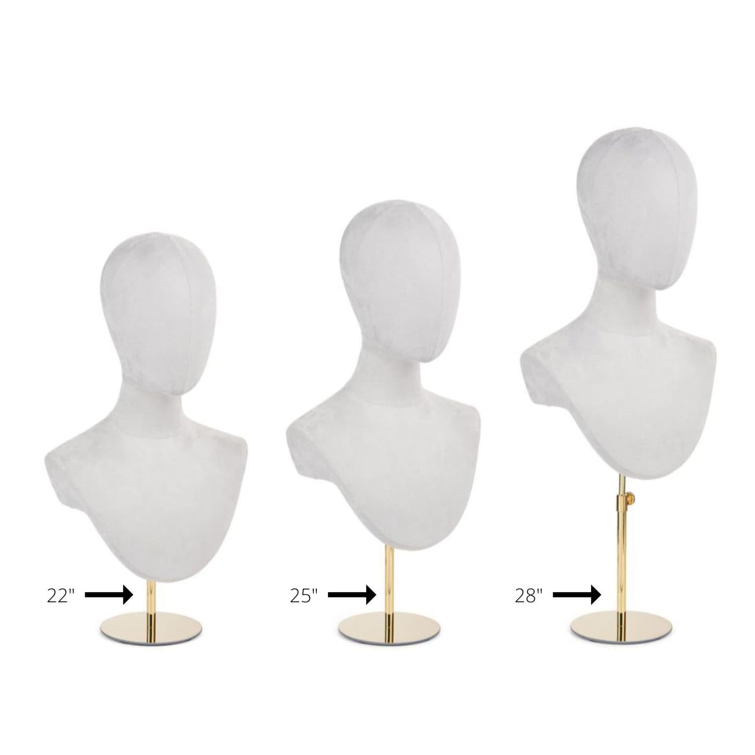 Jewelry head bust display with different heights