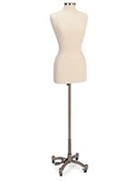 Mobile female sewing mannequin with flat neck cap design 