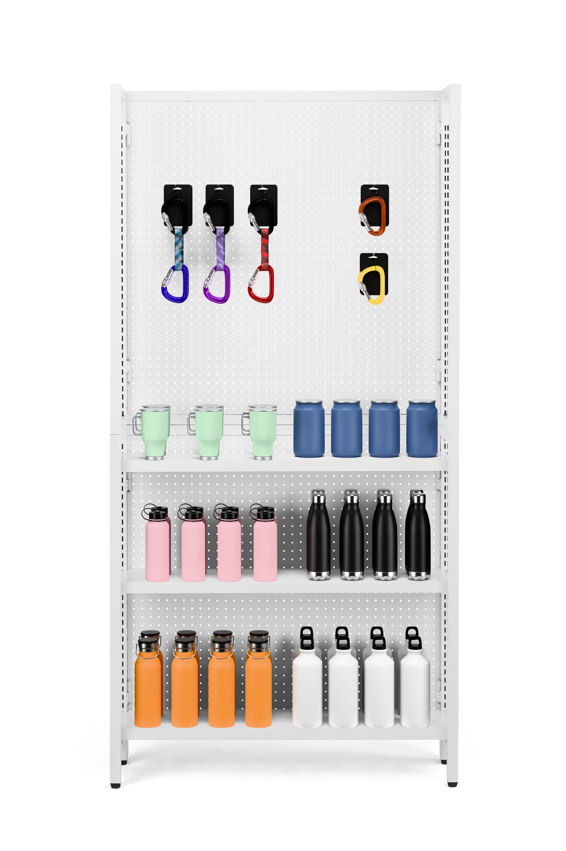 Gondola shelving unit with pegboard backwall